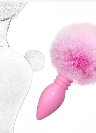 Анальна пробка середня силіконова з хвостиком кролика