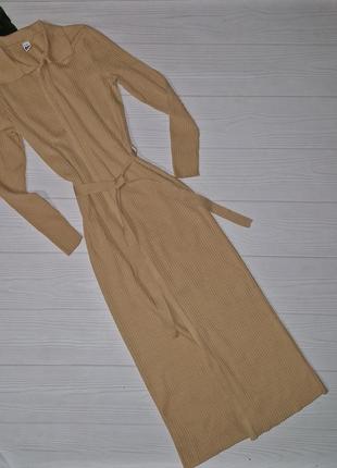 Длинное платье-кардиган на запах в рубчик р.s