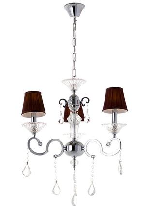 Люстра c коричневим абажуром і кристалами