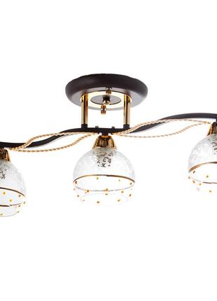 Люстра пристібна коричневого кольору на 3 прозорі плафони