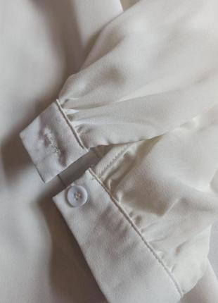Белая шифоновая блуза с большим воротником/с вышивкой на воротнике7 фото