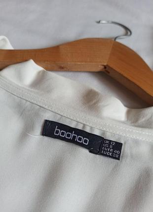 Белая шифоновая блуза с большим воротником/с вышивкой на воротнике8 фото