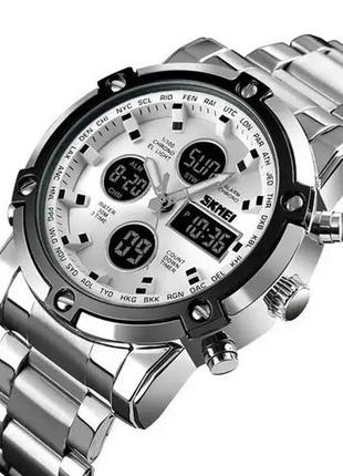 Часы наручные мужские skmei 1389si silver, брендовые мужские часы. цвет: серебряный