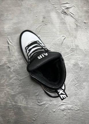 Молодежные зимние кожаные спортивные ботинки nike, высокие кроссовки на меху7 фото