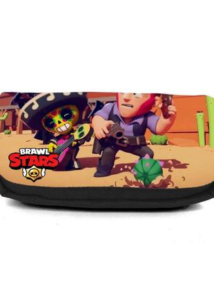 Школьный пенал бравл старс органайзер универсальный (brawl stars - 0040) черный