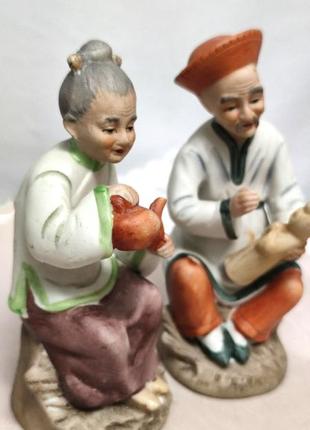 Фарфоровые статуэтки пара чаепитие винтаж /8961/