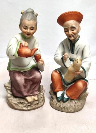 Фарфоровые статуэтки пара чаепитие винтаж /8961/
