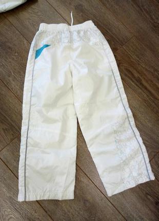 Белый спорт костюм: кофта/ ветровка +штаны с бирюзовыми и серебристыми вставками6 фото
