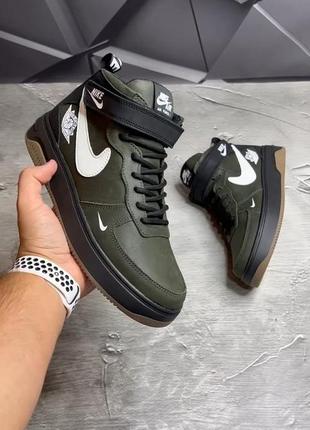 Зимові чоловічі черевики/високі кросівки nike weitern хакі, зимние ботинки на липучке, высокие кроссовки на меху