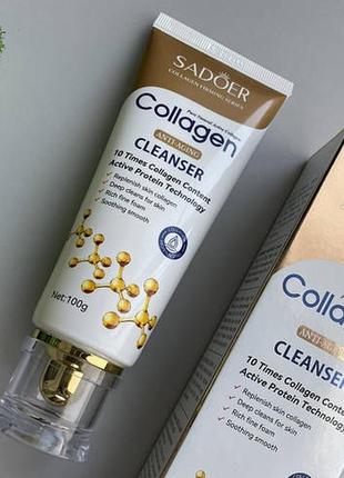 Пінка для вмивання з колагеном від зморшок sadoer collagen anti-aging , 100 мл1 фото