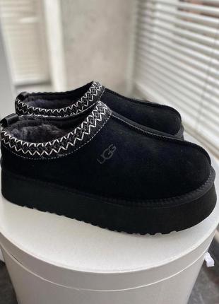 Ugg tazz platform black натуральні замш та хутро