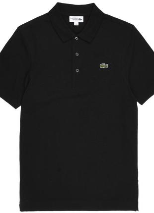 Чёрное  поло серная футболка lacoste. крокодил
