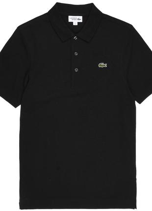 Чёрное  поло серная футболка lacoste. крокодил