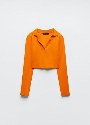 Кофта поло zara лонгслив кроп топ зара