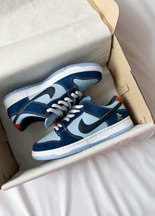Трендовые кастомные кроссовки why so sad? x nike sb dunk low pro coastal blue синие с голубым унисекс 36-45 р3 фото