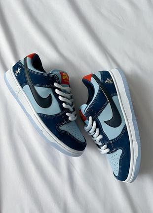 Трендовые кастомные кроссовки why so sad? x nike sb dunk low pro coastal blue синие с голубым унисекс 36-45 р