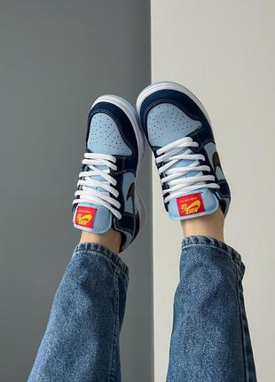 Трендовые кастомные кроссовки why so sad? x nike sb dunk low pro coastal blue синие с голубым унисекс 36-45 р5 фото