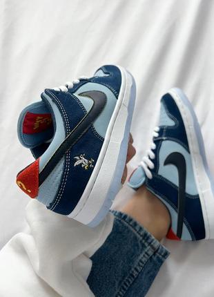 Трендовые кастомные кроссовки why so sad? x nike sb dunk low pro coastal blue синие с голубым унисекс 36-45 р7 фото