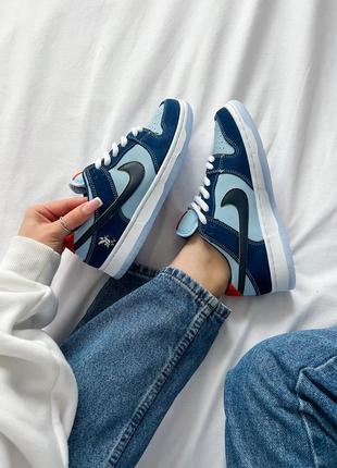 Трендовые кастомные кроссовки why so sad? x nike sb dunk low pro coastal blue синие с голубым унисекс 36-45 р6 фото