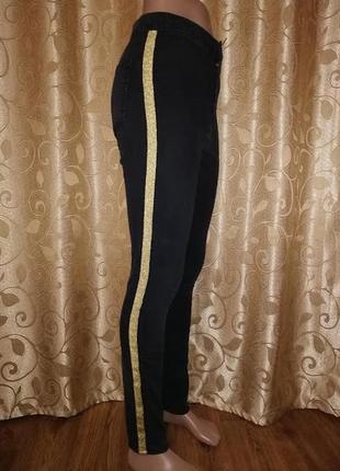 💛💛💛стильные женские серые джинсы с золотыми лампасами h&m💛💛💛2 фото