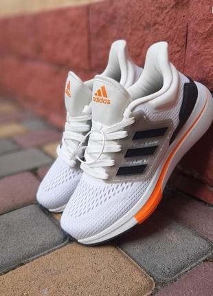 Adidas eq 21 run білі з чорним та помаранчевим кросівки жіночі адідас сітка текстиль демісезон низькі весняні демісезонні топ якість