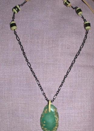 Подвес бохо со срезом зелёного агата