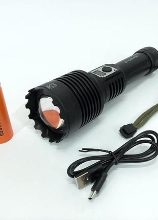 Ліхтарик bailong bl-g200-p360, 5 режимів, zoom, алюмінієвий корпус, режим павербанку, ліхтар ручний потужний