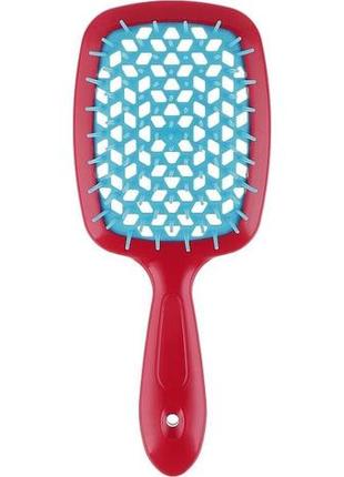 Расчёска superbrush для нарощенных волос. продувная. малиновая/голубая