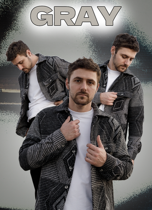 Теплая рубашка с оттенками черного и серого