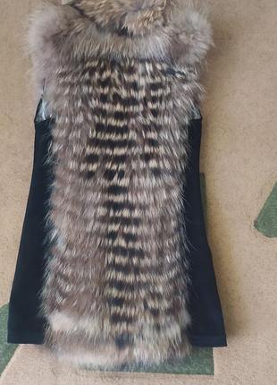 Метелица натуральная меховая жилетка жилет хутряна енот замшевая хс размер єнот2 фото