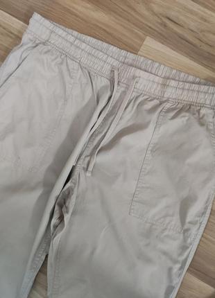 Брюки штани чоловічі яскраві бежеві на резинці широкі прямі cotton, розмір l4 фото