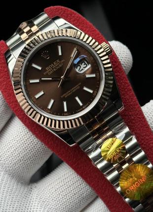 Швейцарський годинник rolex datejust chocolate rose gold. топ якість5 фото