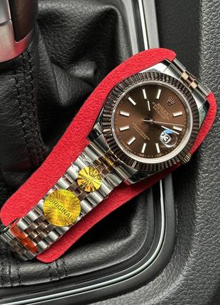 Швейцарський годинник rolex datejust chocolate rose gold. топ якість6 фото