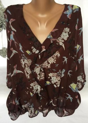 Шикарная воздушная блуза в птичках