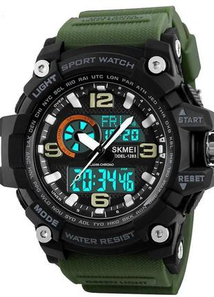 Годинник наручний чоловічий skmei 1283ag army green, армійський годинник протиударний. колір: зелений2 фото