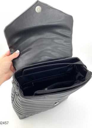 Рюкзак-сумка з еко шкіри. чорний, білий, сірий4 фото