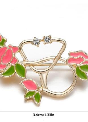 Жіночна брошка стетоскоп з квітами медику лікарю врачу, медична