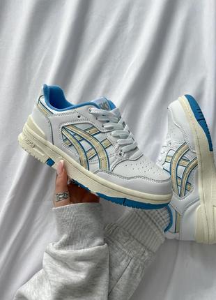 Класні жіночі кросівки asics ex89 white blue білі з синім