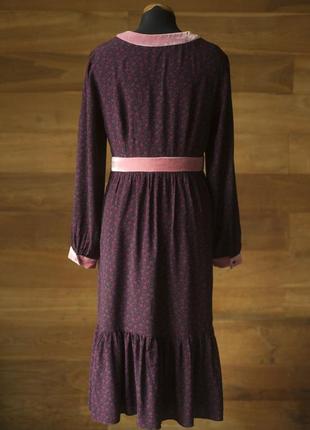 Бордовое платье в мелкие цветочки миди женское boden, размер s, m7 фото
