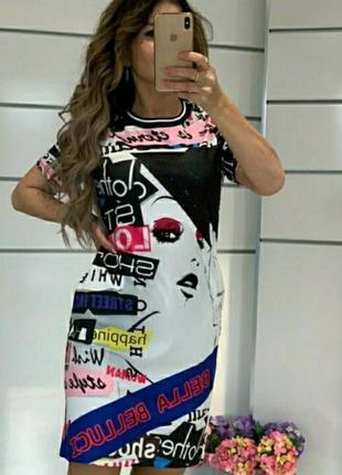 Платье,яркий принт,размер с