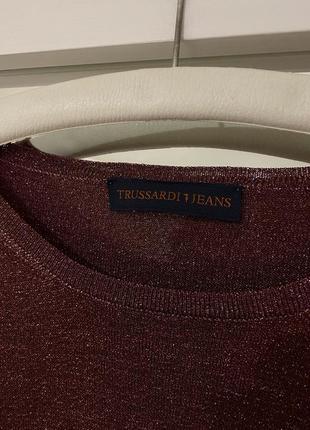Блискуча блуза сяюча блузка кофта джемпер пуловер кофточка сияющая trussardi оригінал оригінальна xs s4 фото