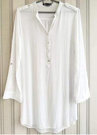 ❤️❤️❤️белоснежная брендовая удлиненная рубашка, туника. 100% вискоза