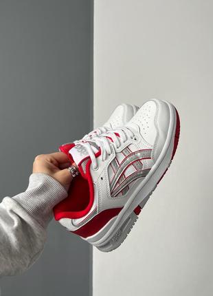 Шикарные женские кроссовки asics ex89 white red белые с красным2 фото