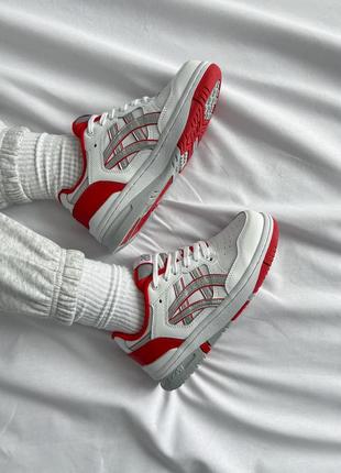 Шикарные женские кроссовки asics ex89 white red белые с красным4 фото