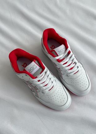 Шикарные женские кроссовки asics ex89 white red белые с красным6 фото