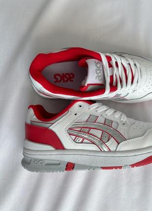 Шикарные женские кроссовки asics ex89 white red белые с красным8 фото