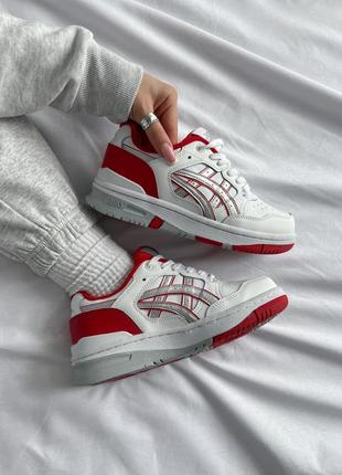 Шикарные женские кроссовки asics ex89 white red белые с красным9 фото
