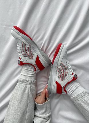 Шикарные женские кроссовки asics ex89 white red белые с красным7 фото