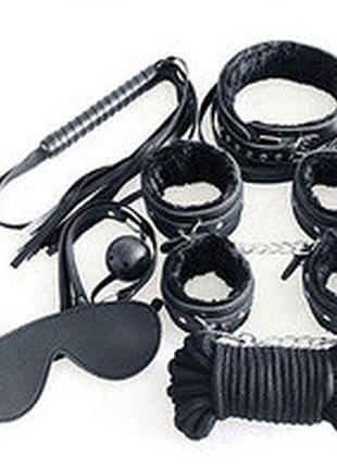 Плітка і наручники для бдзм ролевих ігор набір чорний колір