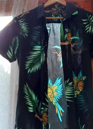 Чорна рубашка з принтом і коротким рукавом primark